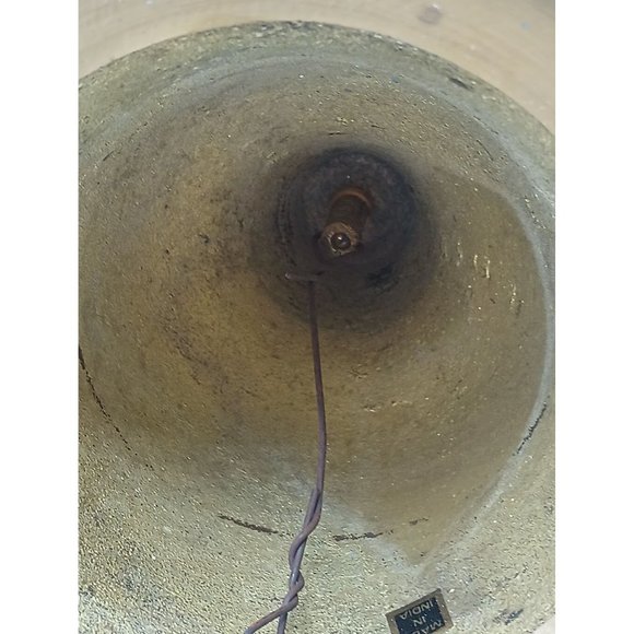 Vintage Large Brass Bell Handheld Etched Detailed Worship Dinner Home Decor - Picture 7 of 11